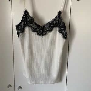 Zara White Black Lace Cami Tank